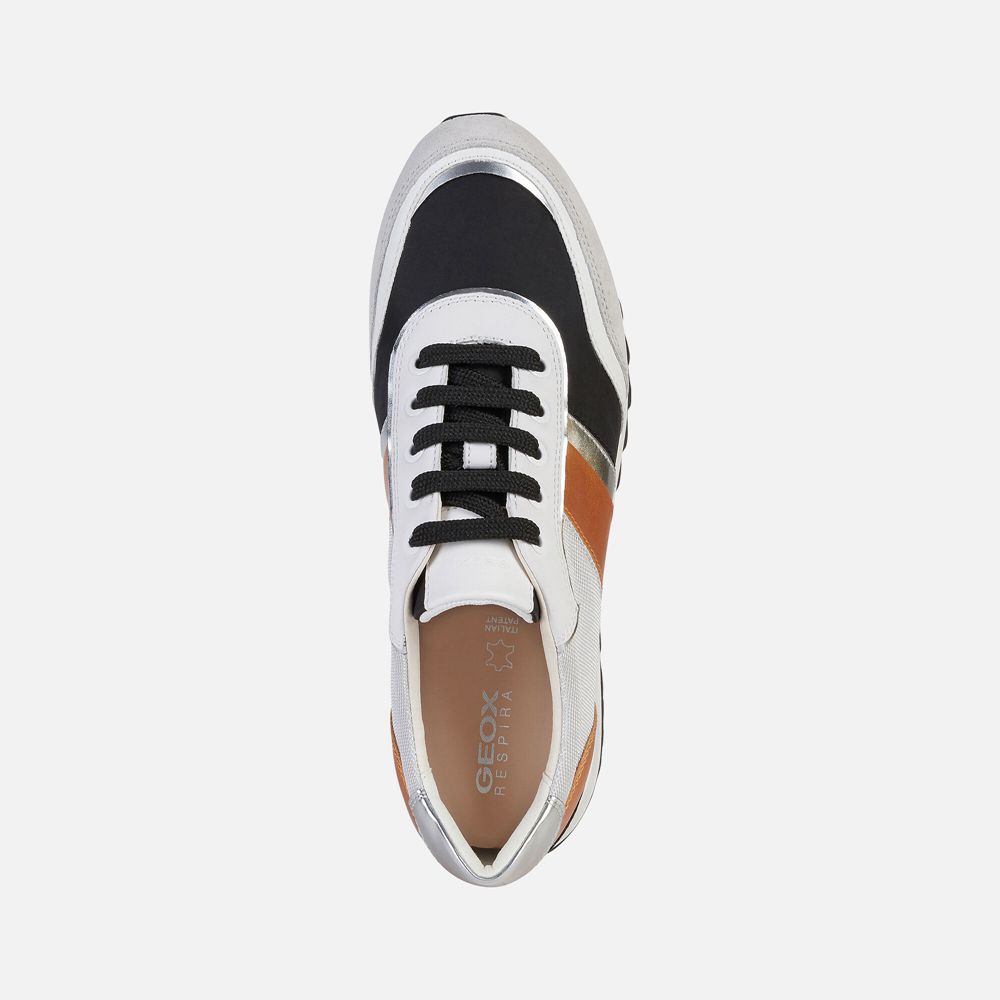 Geox Bayan Spor Ayakkabı Beyaz/Siyah - Tabelya - FYM-065198